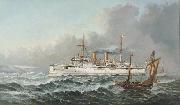 Henry J. Morgan HMS 'Bonaventure' Sweden oil painting artist